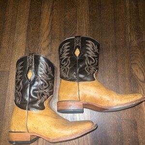 J.B. Dillon Brown and Black Cowboy Boots with Western Stitching